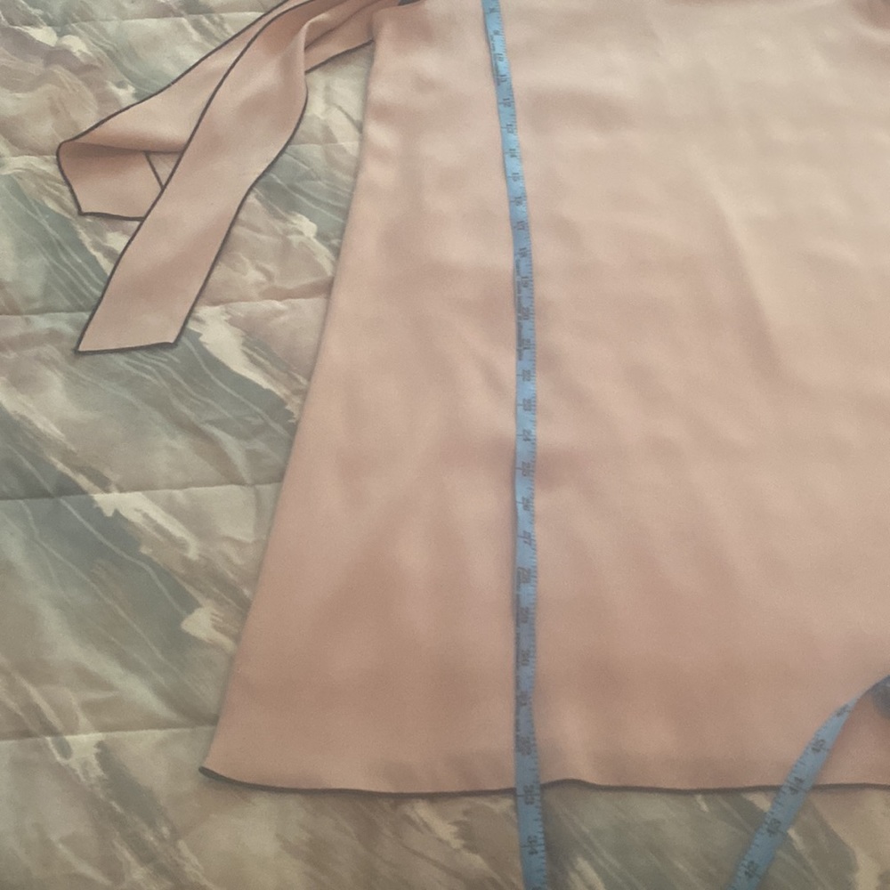 Zara pink dress with black trim sleeveless with scarf like sleeves V neck.M poly - Picture 8 of 11